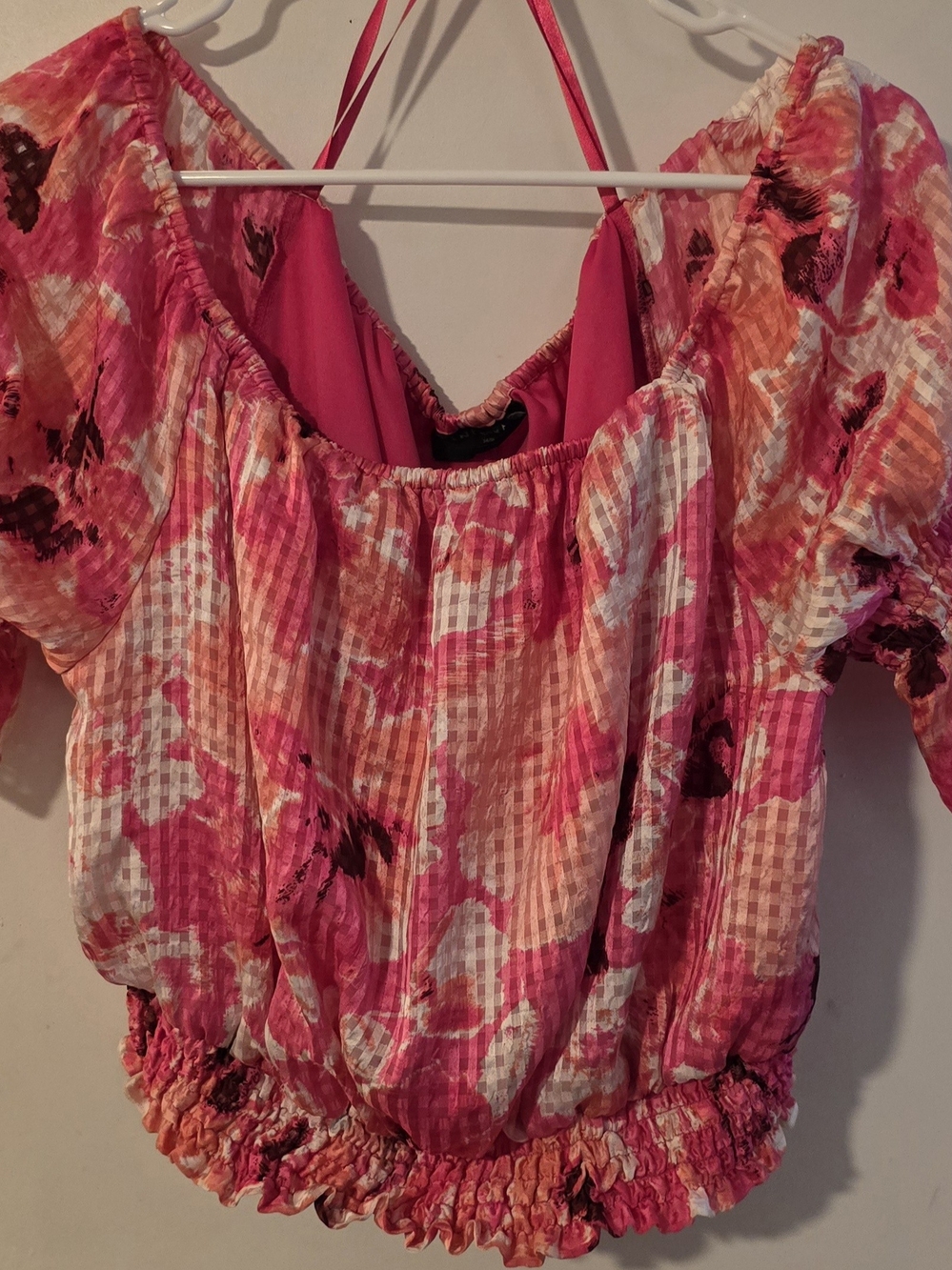 Lane Bryant Pink & Coral Floral Off-Shoulder Blouse Size 14/16
